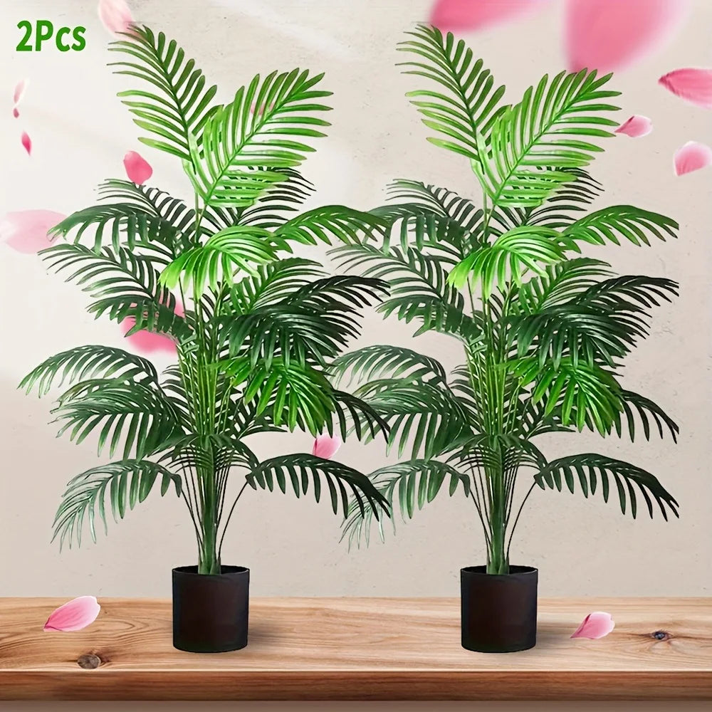 Artificial Palm Tree Plastic 90.0 cm Set Of 2 Indoor Outdoor Tropical Floor Plant Decor | Thomler