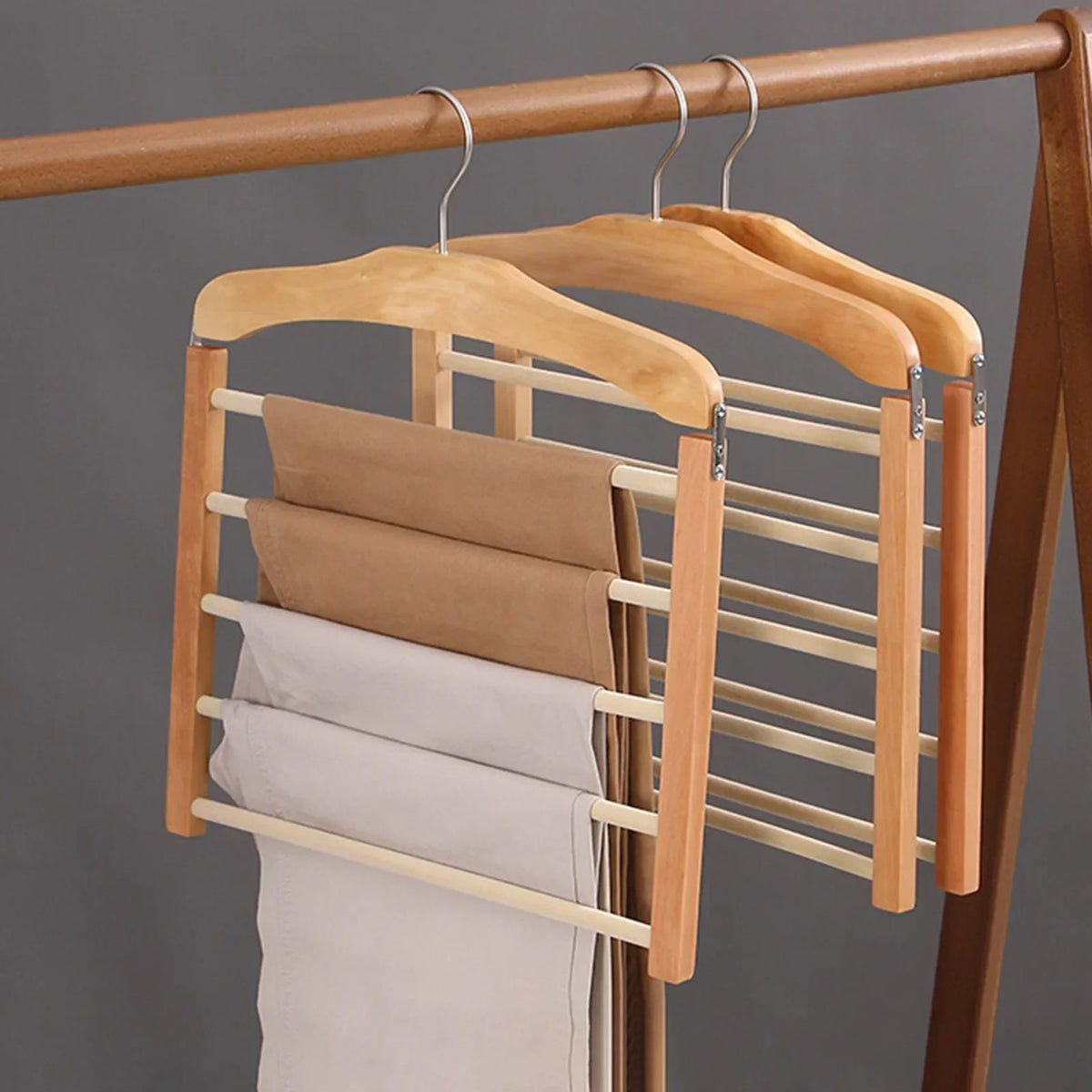 Multi-Tier Closet Hanger for Pants and Slacks - Space-Saving Vertical Storage Solution with Swivel Hook | Thomler