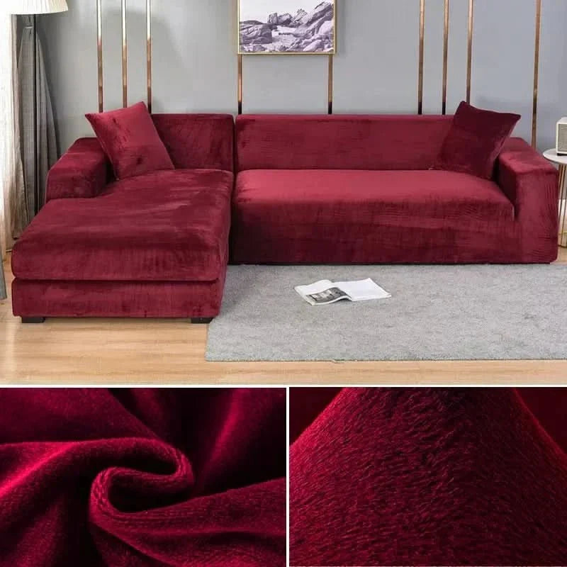 Stretch Velvet Couch Cover – Luxurious Furniture Protector for Living Room | Thomler