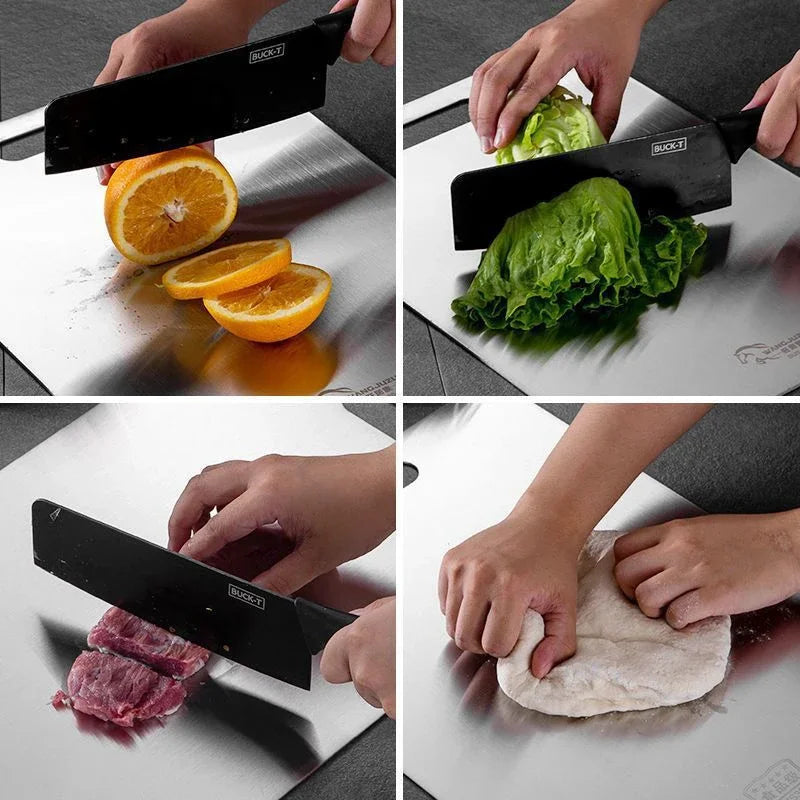 Professional 316 Alloy Prep Surface for Home Cooking, Dual-Use Design, Four Sizes, Heat-Resistant & Wipe-Clean Metal Workspace, Countertop | Thomler
