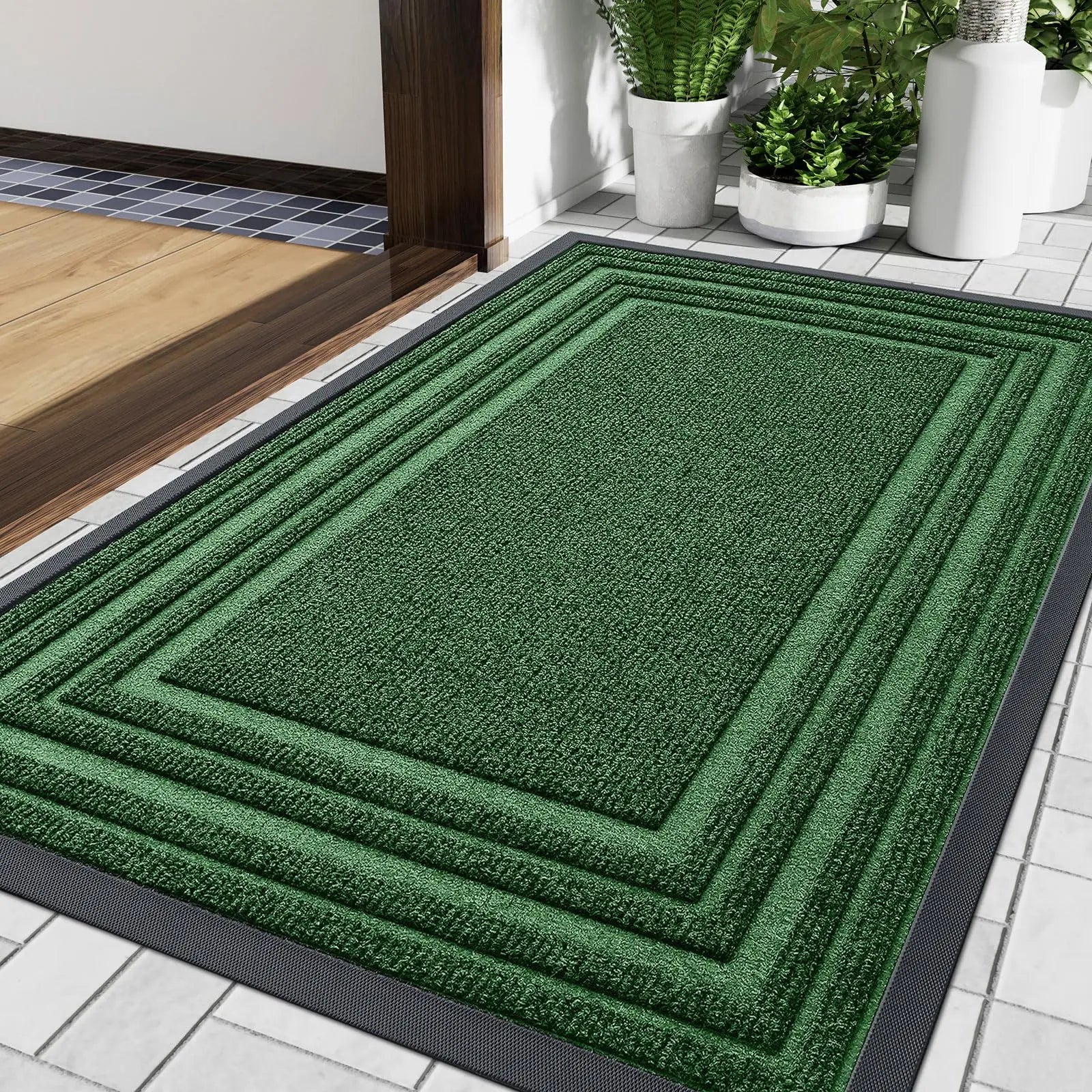 Doormat Rubber Low Profile Indoor Outdoor Entrance Hallway Patio Non Slip Dirt Trapping Weather Resistant Floor Mat | Thomler