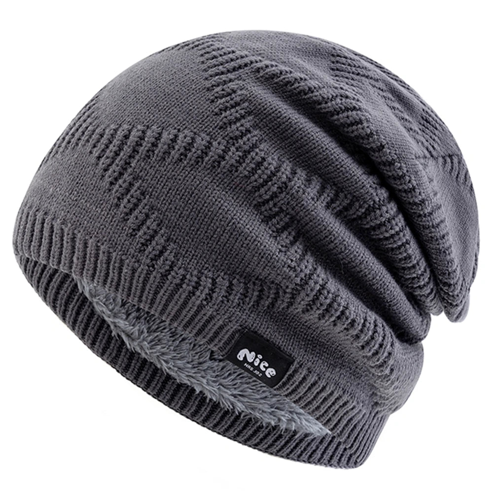 Slouchy Knit Beanie Hat with Fleece Lining – Unisex Cold Weather Headwear for Men & Women, Casual Outdoor Skull Cap | Thomler