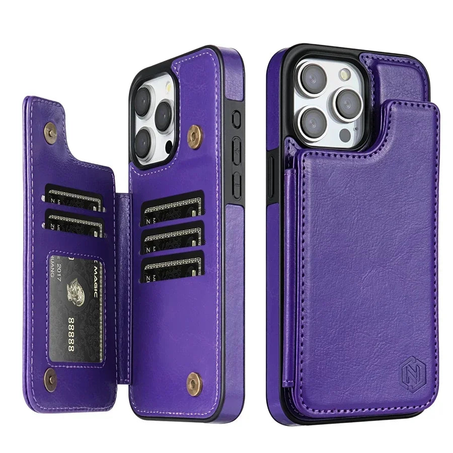 Folio Wallet Case with RFID Protection & Magnetic Closure for iPhone 16 Pro Max, 15 Plus, 14, 13, 12, 11, SE, XR, XS, 8, 7 | Thomler