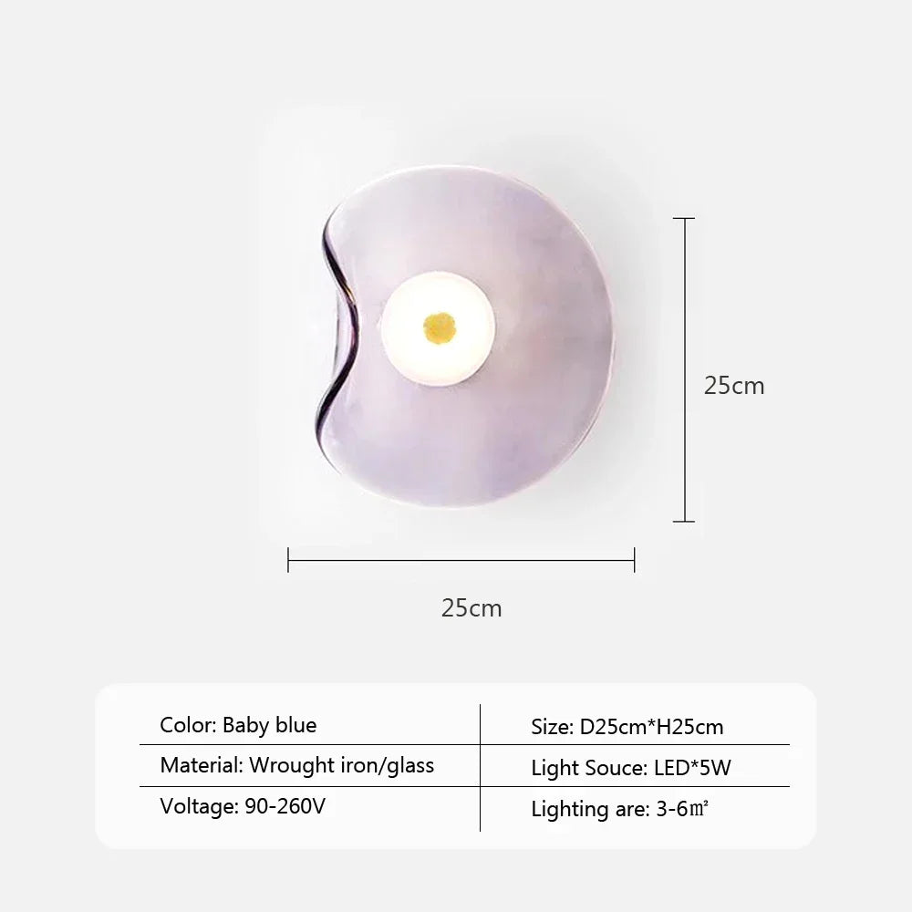 Modern Glass Wall Sconce LED Light Gray Blue Amber Finish for Bedroom Bathroom Kitchen Foyer Hallway Contemporary Lighting Fixture | Thomler