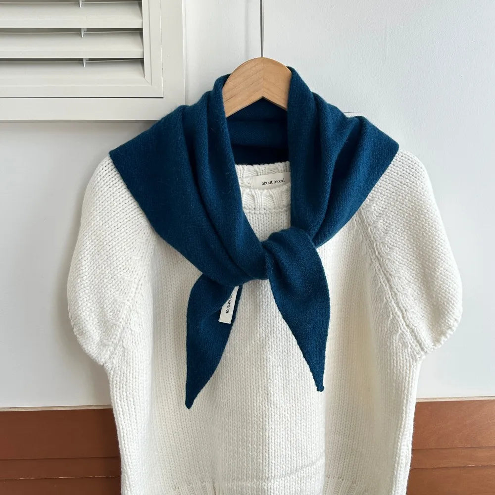 Pure Wool Triangle Scarf for Women – Cold-Weather Neck Wrap & Head Covering – Solid Color Shawl 24×51 in | Thomler