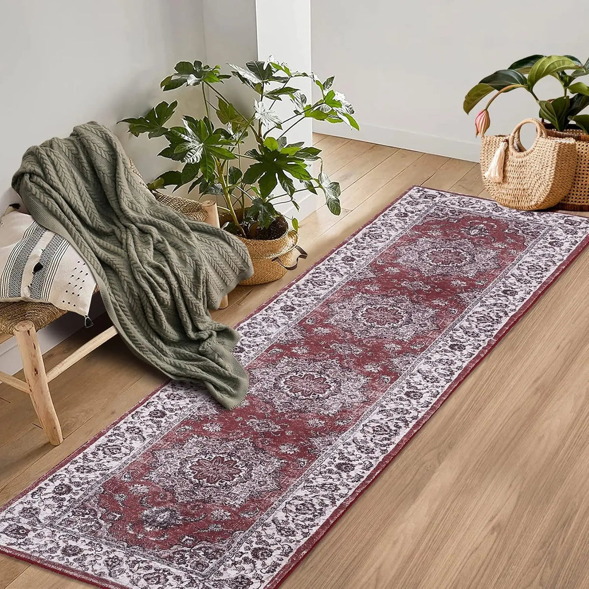Machine-Washable Hallway Runner with Slip-Resistant Rubber Backing for Entryways and Living Spaces 24×91 in | Thomler