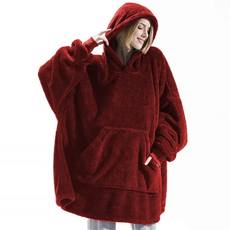 Wearable Blanket Hoodie with Sleeves – Oversized Reversible Fleece Throw Sweatshirt for Adults & Couples – Ultra Soft Plush Loungewear for | Thomler