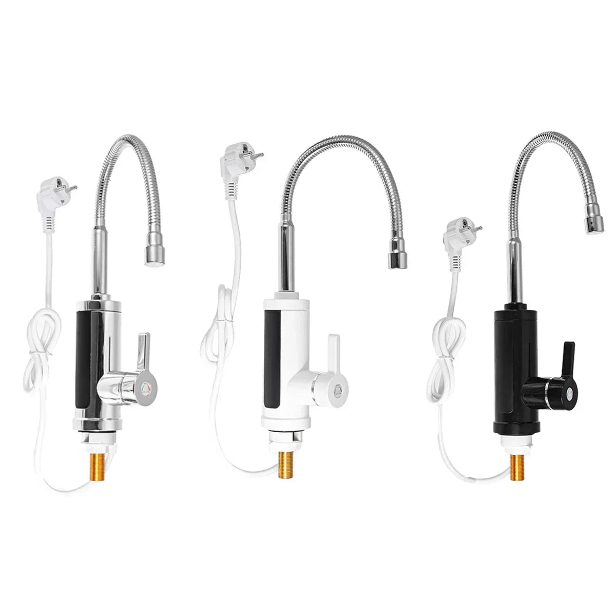 Instant Hot Water Electric Kitchen Faucet 3000W Tankless Tap for Sink 86-140°F Dual-Handle Cold & Heated Water Dispenser Fast Heating Stainl | Thomler