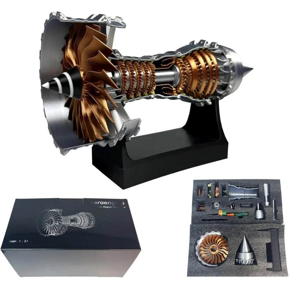 Turbofan Jet Engine Replica – 3D Printed Desk Model with Metallic Finish & Display Stand for Aviation Enthusiasts | Thomler