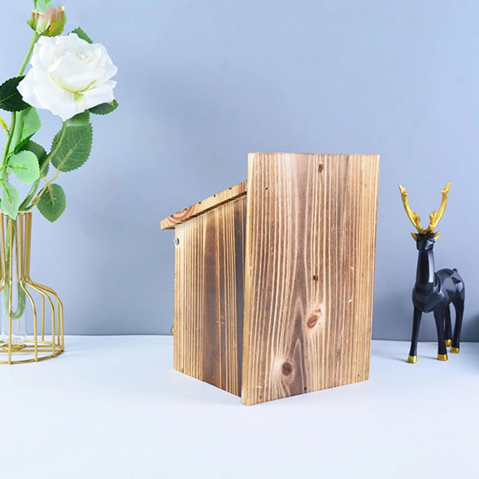 Birdhouse Natural Wood 22.0 cm Outdoor Garden Nesting Box Hanging Bird Shelter With Cleaning Door | Thomler