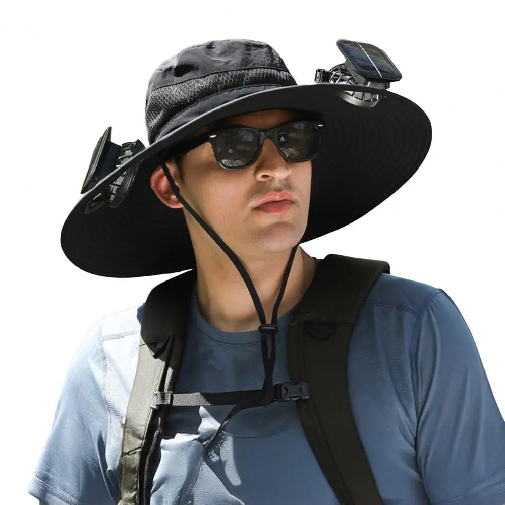 Solar-Powered Fan Hat with Wide Brim for Hiking, Fishing & Outdoor Adventures | Thomler