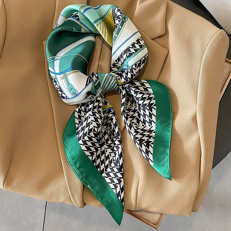Equestrian Print Satin Square Scarf Neck Wrap Hair Accessory Head Covering 28 Inch Fashion Versatile Women's Silk-Feel Lightweight Bandana | Thomler