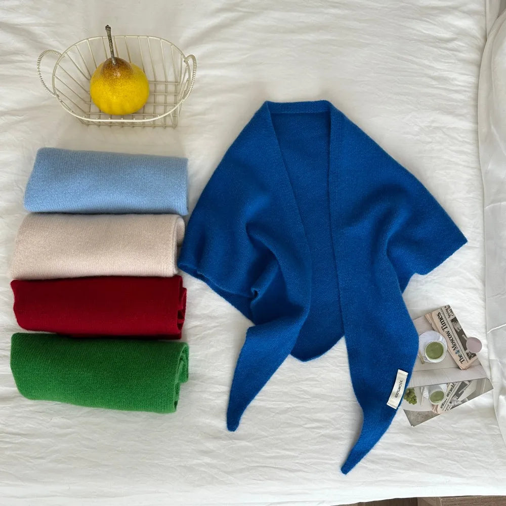 Pure Wool Triangle Scarf for Women – Cold-Weather Neck Wrap & Head Covering – Solid Color Shawl 24×51 in | Thomler
