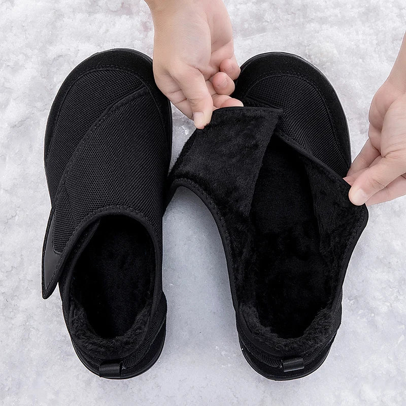 Extra-Wide Orthopedic Slip-On Sneakers with Fur Lining for Swollen Feet & Bunions – Adjustable Hook-and-Loop Senior Comfort Shoes | Thomler