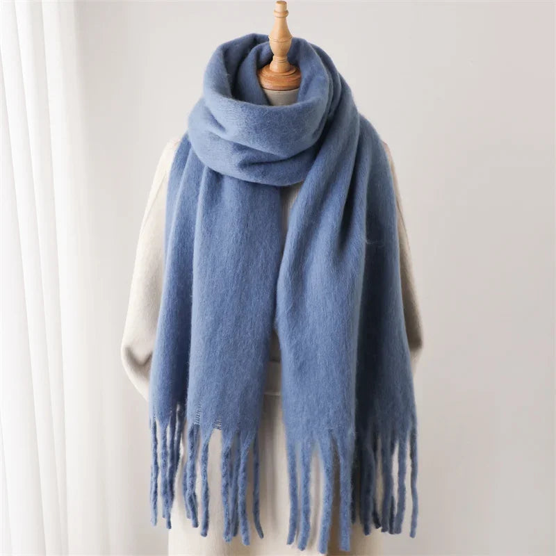 Oversized Cashmere-Feel Winter Wrap with Statement Fringe | Women's Lightweight Shawl Scarf for Cold Weather | Versatile Long Blanket Scarf | Thomler