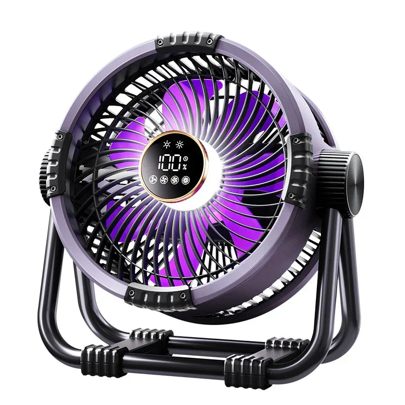 Rechargeable Camping Fan 20000mAh with LED Light & Remote Control for Tent, Outdoors & Emergency | Thomler