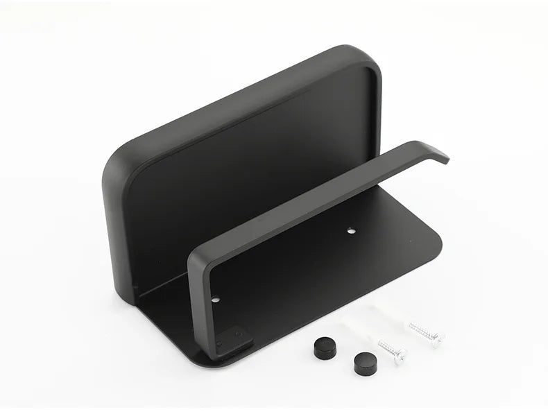 Toilet Roll Holder Aluminium 18.3 cm 7.2" Black Wall Mounted Bathroom Shelf Phone Storage Organiser | Thomler