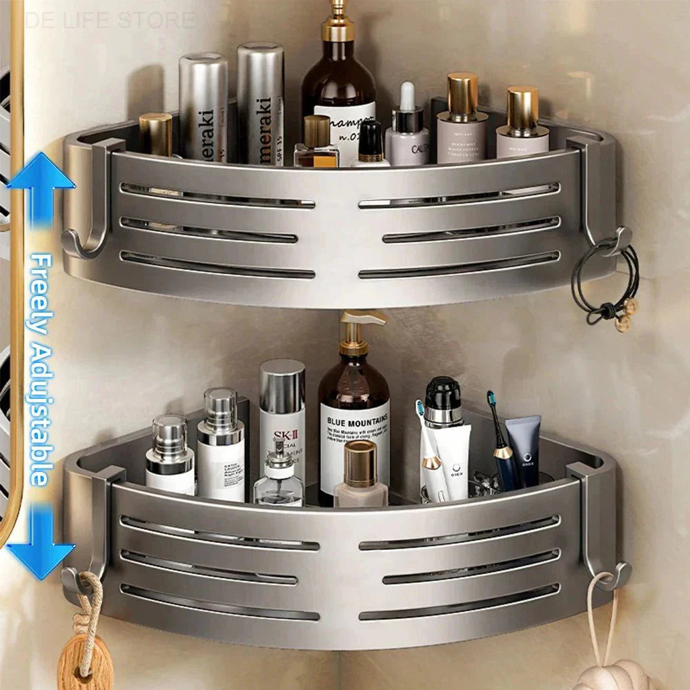 Duscheckregal 2er-Set – Bohrlochfreie Wandmontage mit Haken