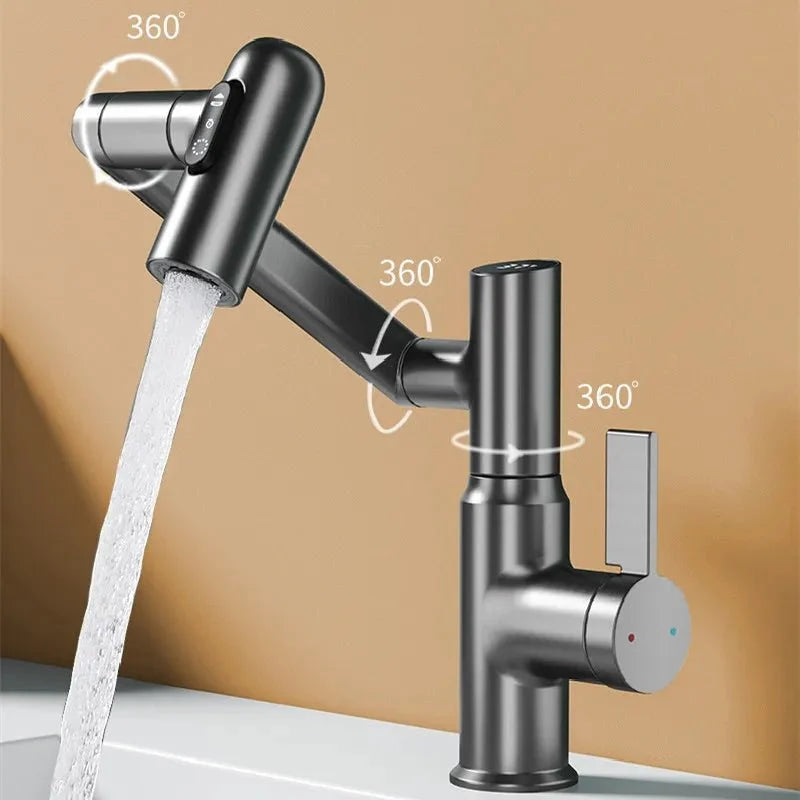 Smart Kitchen Faucet with LED Temperature Display – 360° Swivel Single Handle Sink Mixer Tap for Kitchen & Bathroom | Thomler
