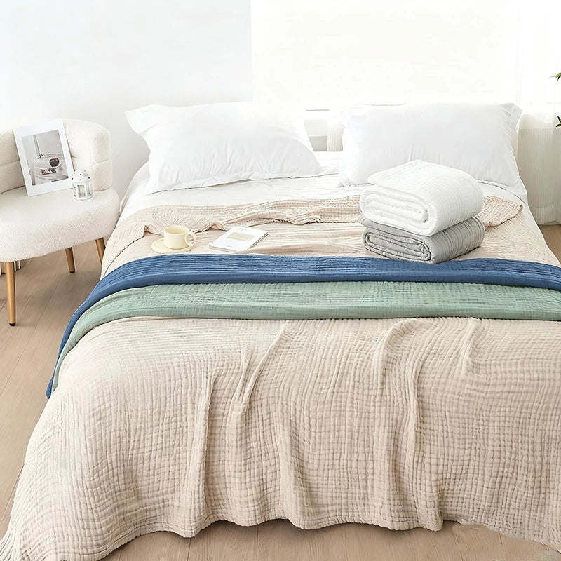6-Layer Cotton Breathable Throw Blanket for Bed & Sofa – Lightweight All-Season Bedspread for Hot Sleepers & Year-Round Comfort | Thomler