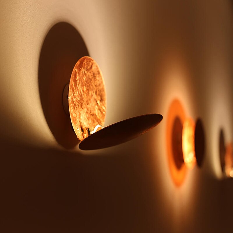 Modern Eclipse Shadow Wall Sconce LED Light White Gold Copper Black Indoor Ambient Lighting for Living Room Bedroom Hallway Reading Nook | Thomler