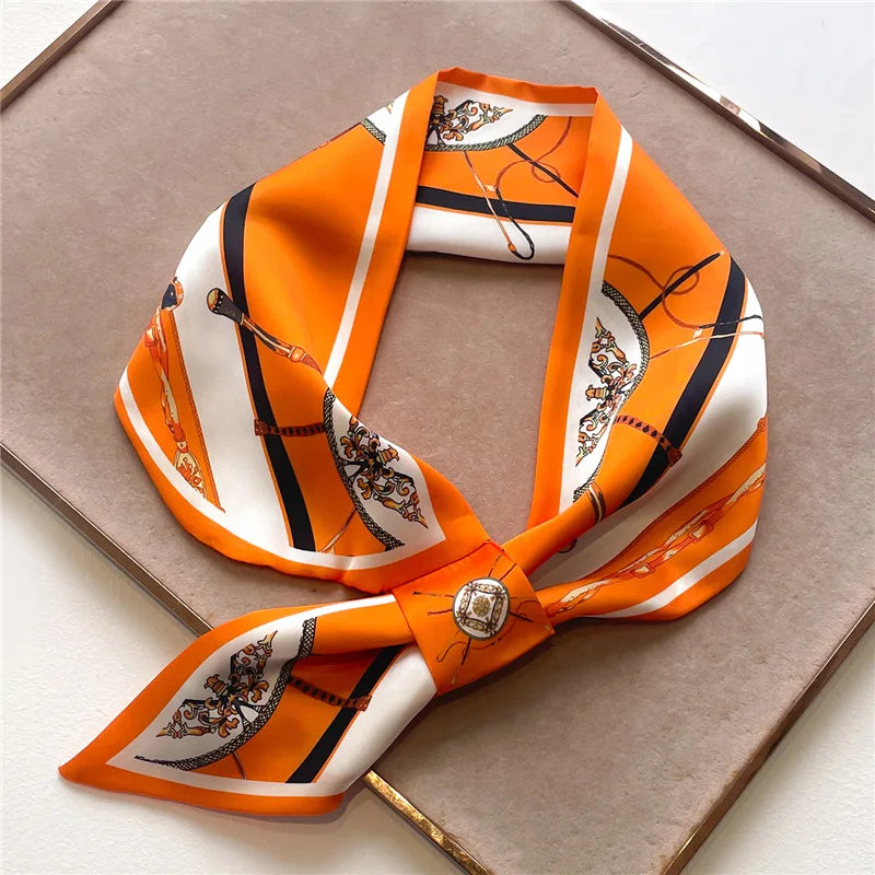 Equestrian Animal Print Skinny Neck Scarf for Women Satin Ribbon Bandana Hair Tie Wrist Wrap Accessory Multi-Use Fashion Scarf Year-Round | Thomler