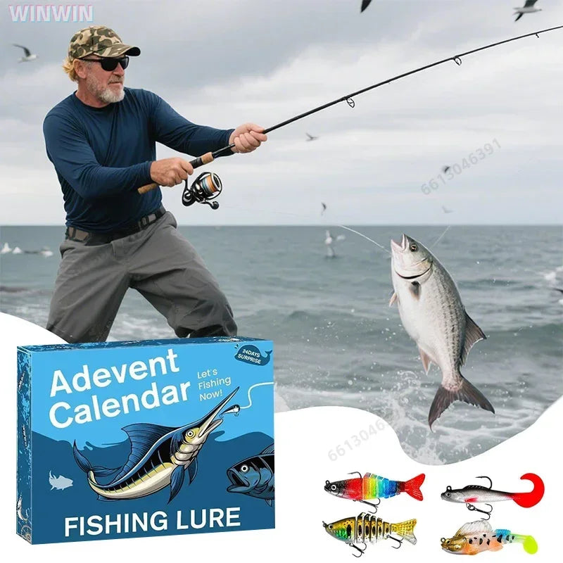Fishing Lure Advent Calendar 24 Days – Tackle Gift Set for Bass & Trout Anglers Christmas Countdown 2025 | Thomler