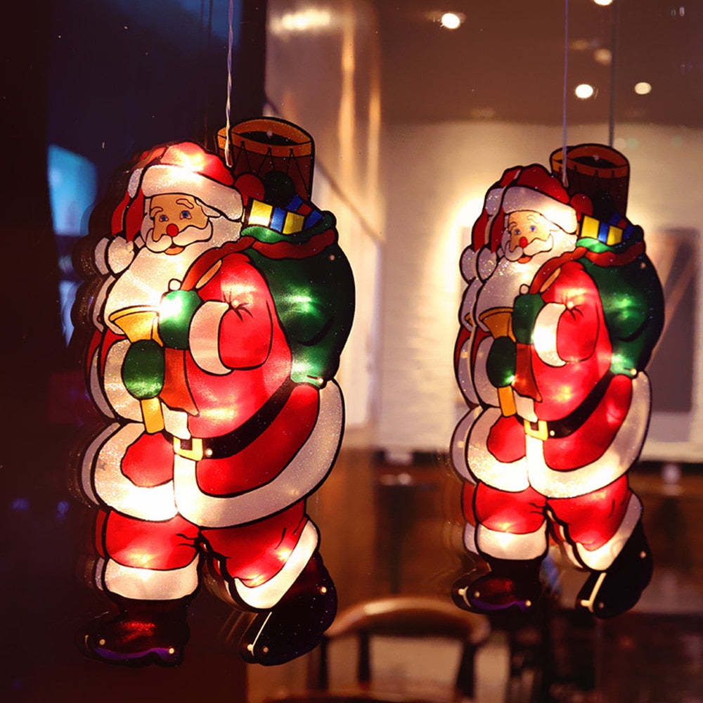 Battery-Operated LED Window Hanging Decoration with Flash & Steady Modes – Holiday-Themed Silhouettes for Christmas Displays, Easy | Thomler