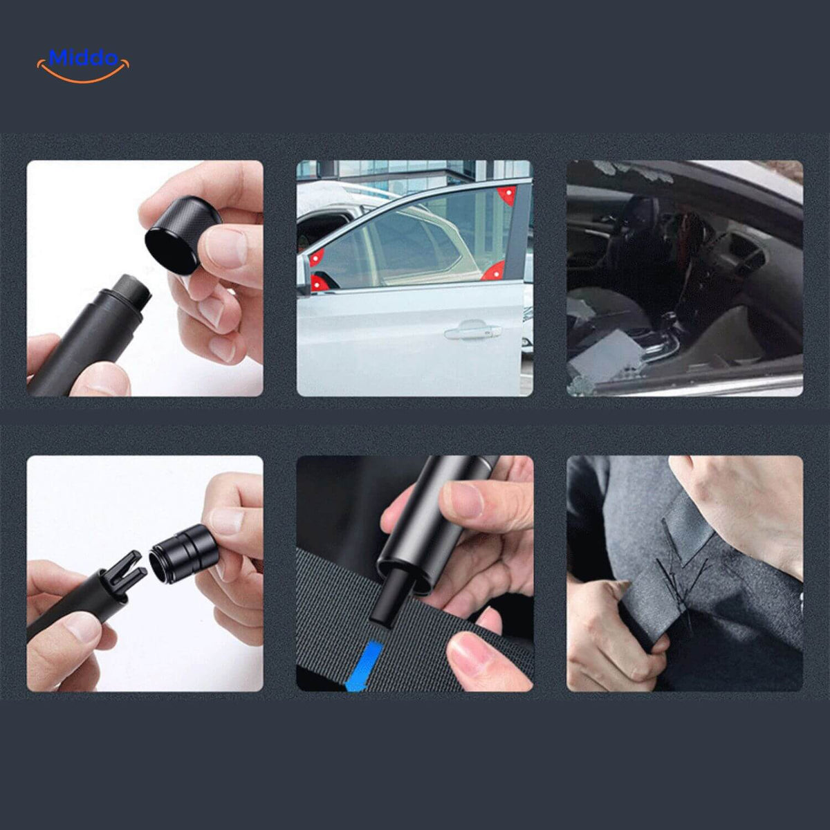 Automotive Emergency Escape Tool – Window Breaker & Seatbelt Cutter for Vehicle Safety | Thomler