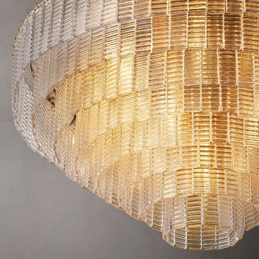 Circular Multi-Tier Art Deco Chandelier with Glass Panels for Dining Room, Foyer & Living Room – Statement Ceiling Light | Thomler