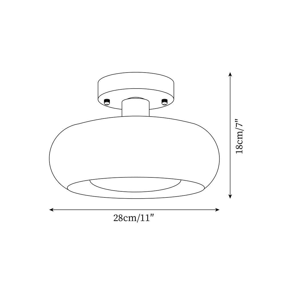Ceiling Light Glass Dome 11 in x 7 in Gold White Orange Bathroom Indoor Fixture Retro Style | Thomler