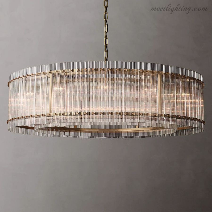 Circular Tiered Glass Panel Ceiling Fixture 22-60 Inch Diameter for Dining Room Foyer Living Room Bedroom Hotel Entryway Statement Lighting | Thomler