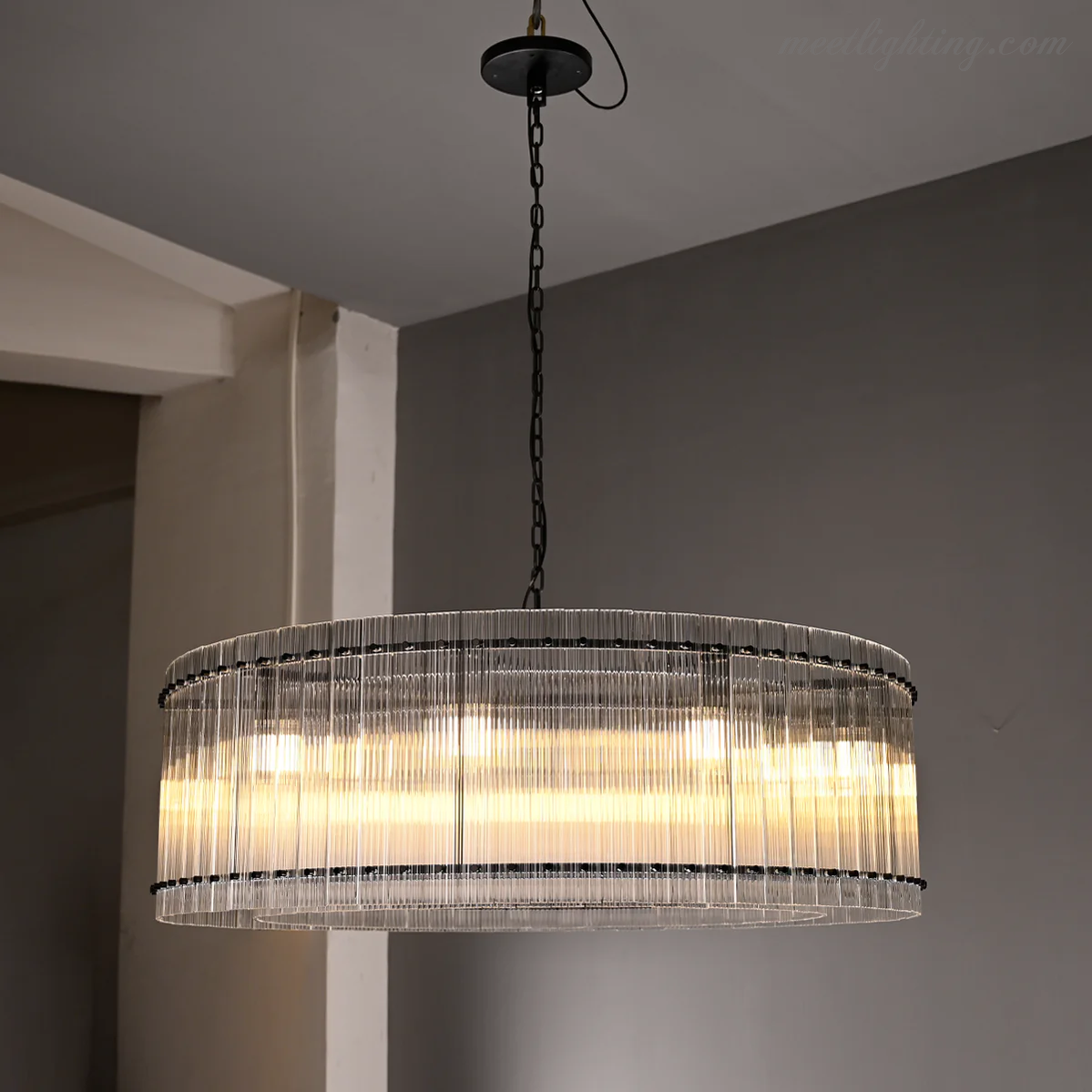 Circular Tiered Glass Panel Ceiling Fixture 22-60 Inch Diameter for Dining Room Foyer Living Room Bedroom Hotel Entryway Statement Lighting | Thomler