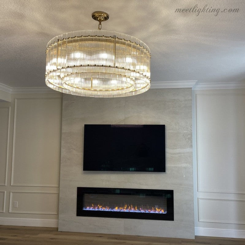 Circular Tiered Glass Panel Ceiling Fixture 22-60 Inch Diameter for Dining Room Foyer Living Room Bedroom Hotel Entryway Statement Lighting | Thomler