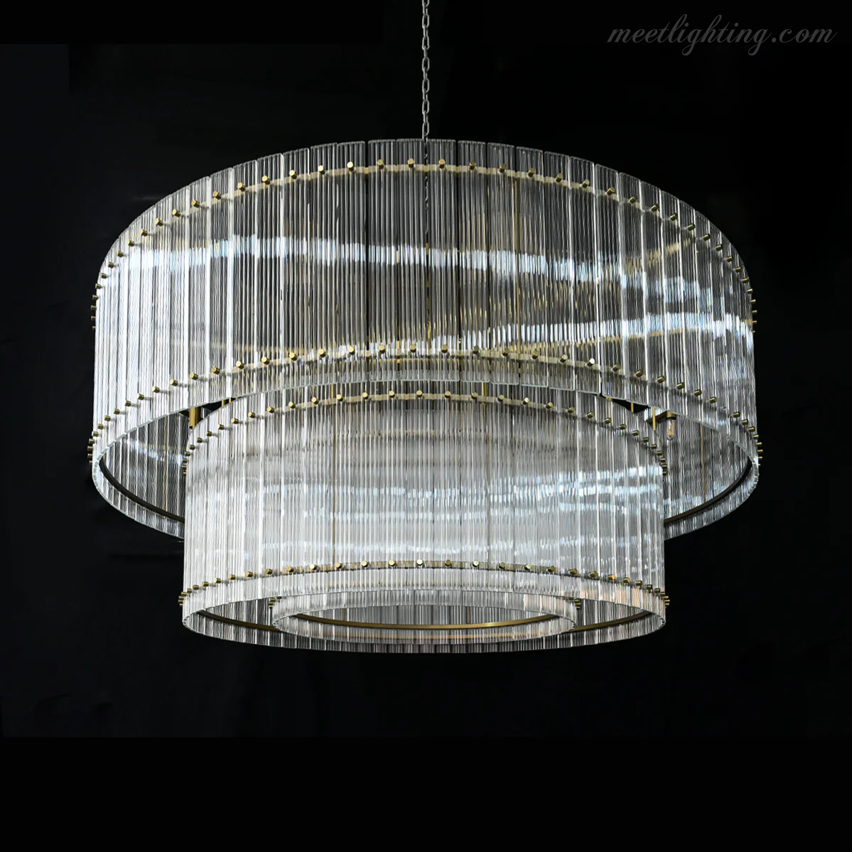 Circular Tiered Glass Panel Ceiling Fixture 22-60 Inch Diameter for Dining Room Foyer Living Room Bedroom Hotel Entryway Statement Lighting | Thomler