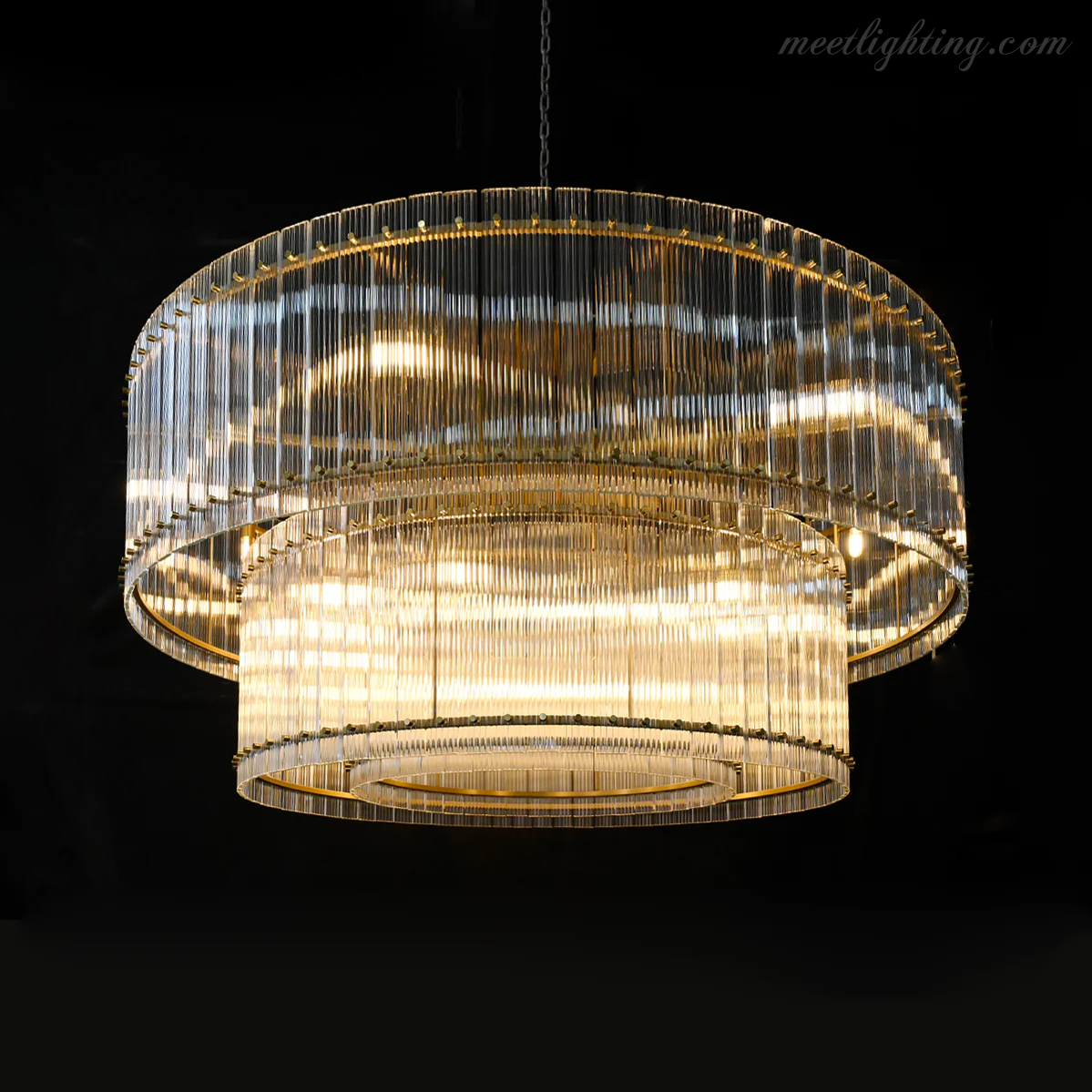 Circular Tiered Glass Panel Ceiling Fixture 22-60 Inch Diameter for Dining Room Foyer Living Room Bedroom Hotel Entryway Statement Lighting | Thomler