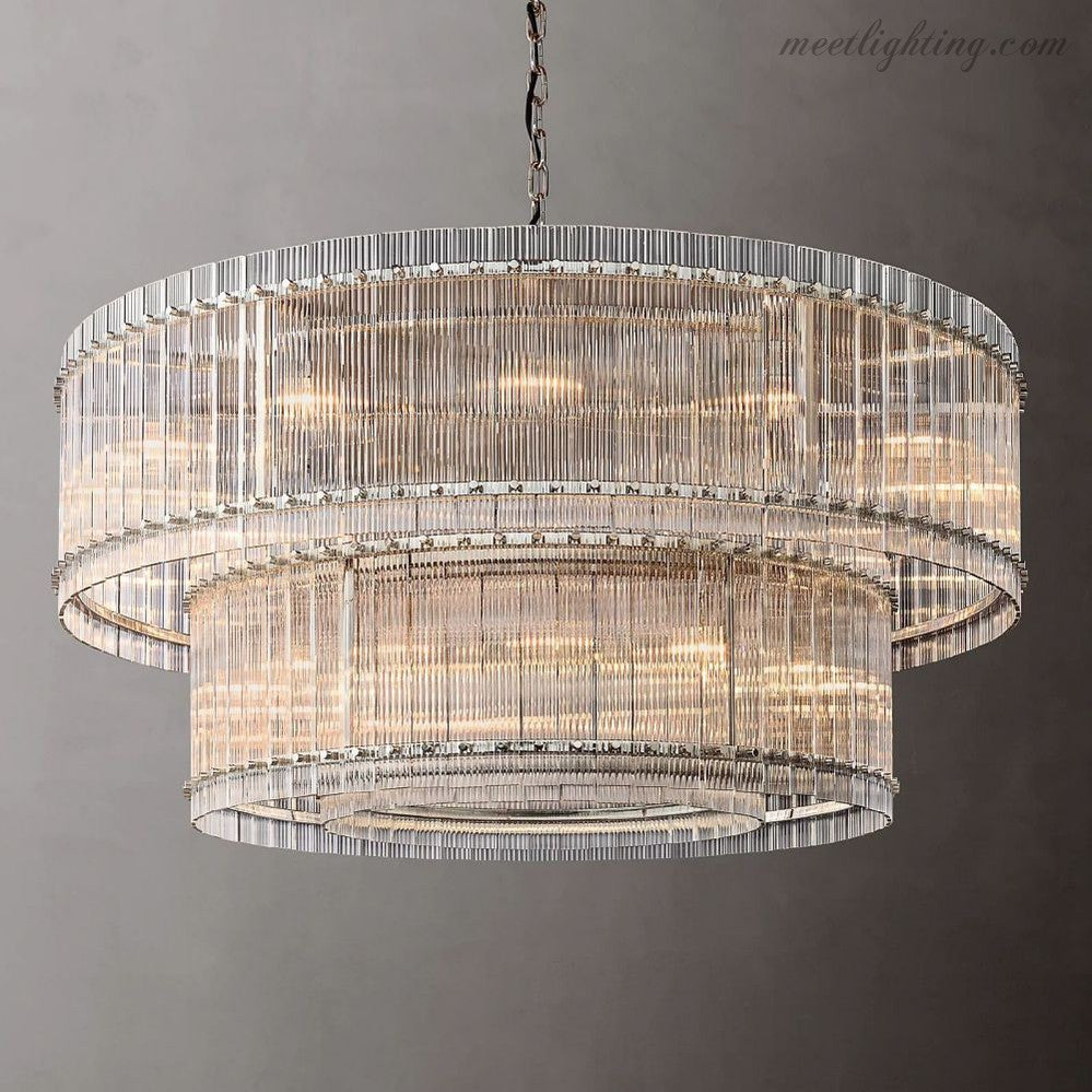 Circular Tiered Glass Panel Ceiling Fixture 22-60 Inch Diameter for Dining Room Foyer Living Room Bedroom Hotel Entryway Statement Lighting | Thomler
