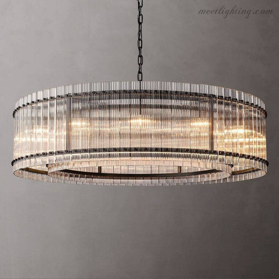 Circular Tiered Glass Panel Ceiling Fixture 22-60 Inch Diameter for Dining Room Foyer Living Room Bedroom Hotel Entryway Statement Lighting | Thomler