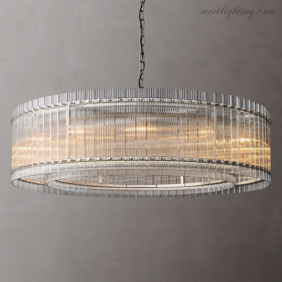 Circular Tiered Glass Panel Ceiling Fixture 22-60 Inch Diameter for Dining Room Foyer Living Room Bedroom Hotel Entryway Statement Lighting | Thomler