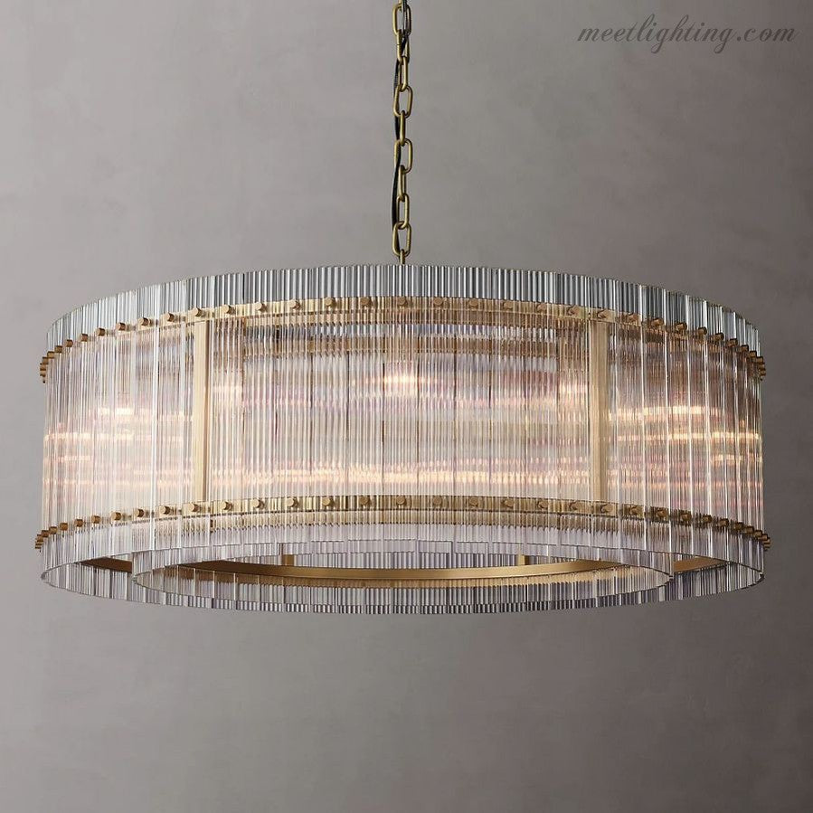 Circular Tiered Glass Panel Ceiling Fixture 22-60 Inch Diameter for Dining Room Foyer Living Room Bedroom Hotel Entryway Statement Lighting | Thomler