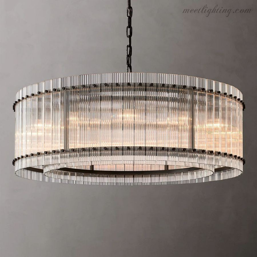 Circular Tiered Glass Panel Ceiling Fixture 22-60 Inch Diameter for Dining Room Foyer Living Room Bedroom Hotel Entryway Statement Lighting | Thomler
