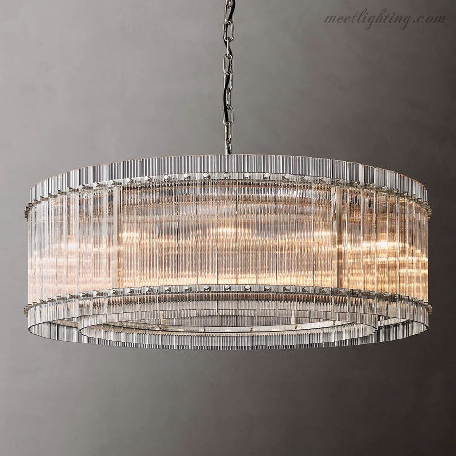 Circular Tiered Glass Panel Ceiling Fixture 22-60 Inch Diameter for Dining Room Foyer Living Room Bedroom Hotel Entryway Statement Lighting | Thomler