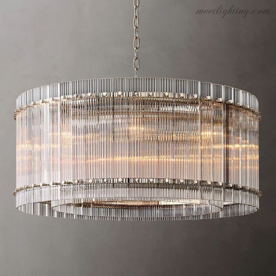 Circular Tiered Glass Panel Ceiling Fixture 22-60 Inch Diameter for Dining Room Foyer Living Room Bedroom Hotel Entryway Statement Lighting | Thomler