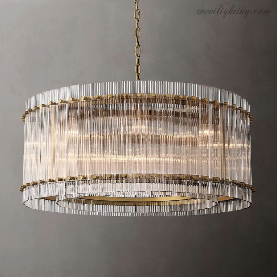 Circular Tiered Glass Panel Ceiling Fixture 22-60 Inch Diameter for Dining Room Foyer Living Room Bedroom Hotel Entryway Statement Lighting | Thomler