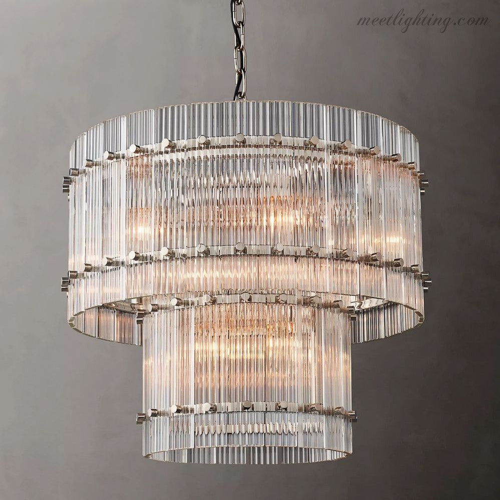 Circular Tiered Glass Panel Ceiling Fixture 22-60 Inch Diameter for Dining Room Foyer Living Room Bedroom Hotel Entryway Statement Lighting | Thomler