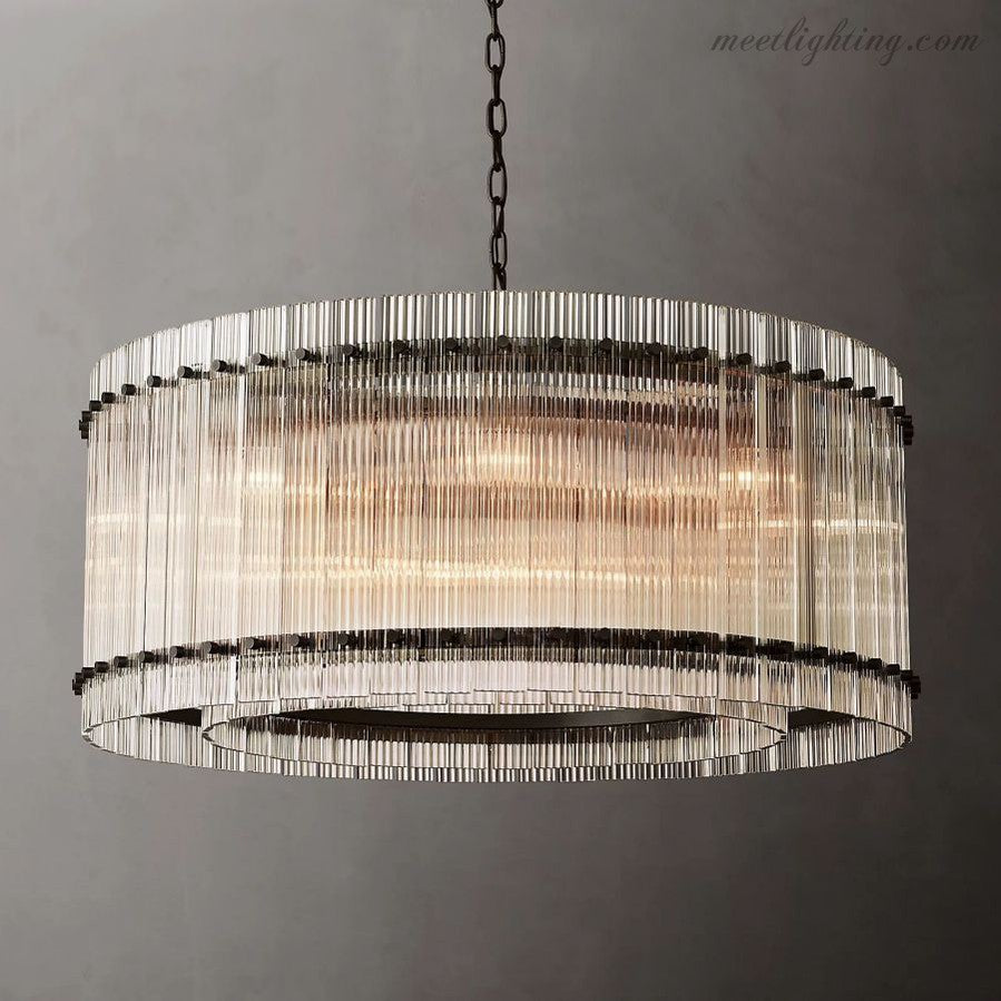 Circular Tiered Glass Panel Ceiling Fixture 22-60 Inch Diameter for Dining Room Foyer Living Room Bedroom Hotel Entryway Statement Lighting | Thomler