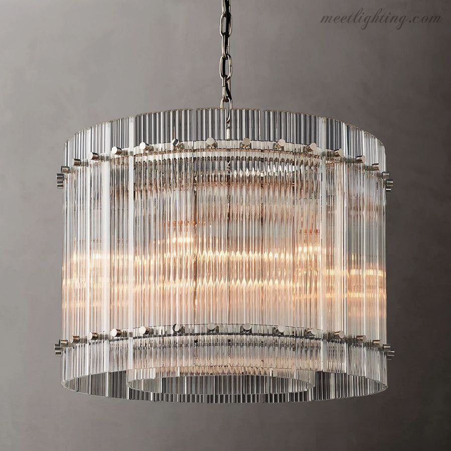 Circular Tiered Glass Panel Ceiling Fixture 22-60 Inch Diameter for Dining Room Foyer Living Room Bedroom Hotel Entryway Statement Lighting | Thomler