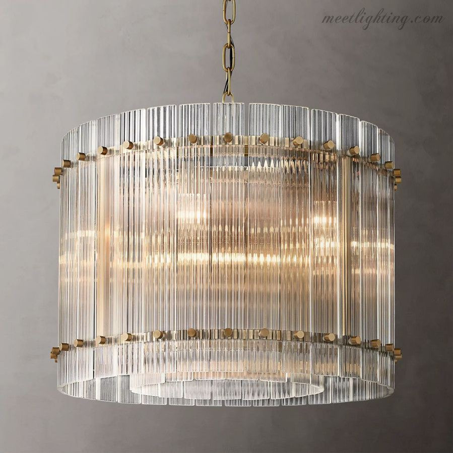 Circular Tiered Glass Panel Ceiling Fixture 22-60 Inch Diameter for Dining Room Foyer Living Room Bedroom Hotel Entryway Statement Lighting | Thomler