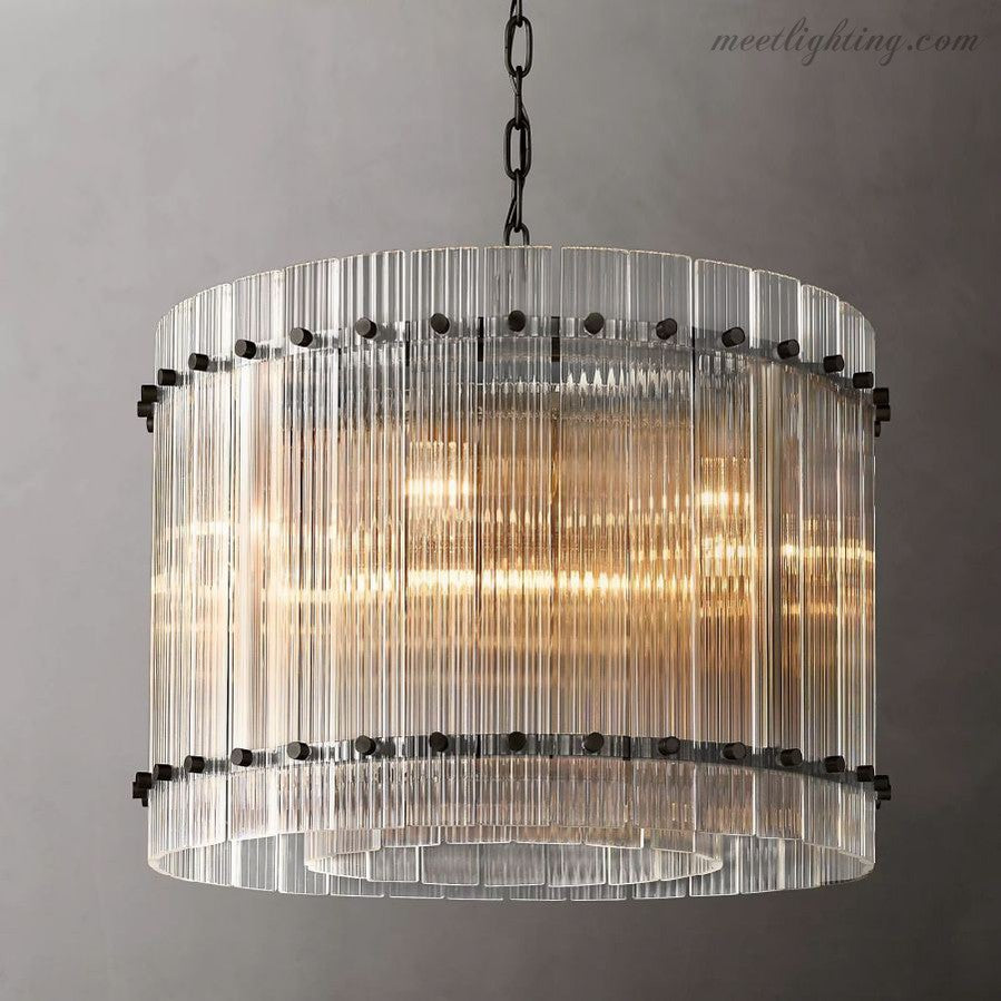 Circular Tiered Glass Panel Ceiling Fixture 22-60 Inch Diameter for Dining Room Foyer Living Room Bedroom Hotel Entryway Statement Lighting | Thomler