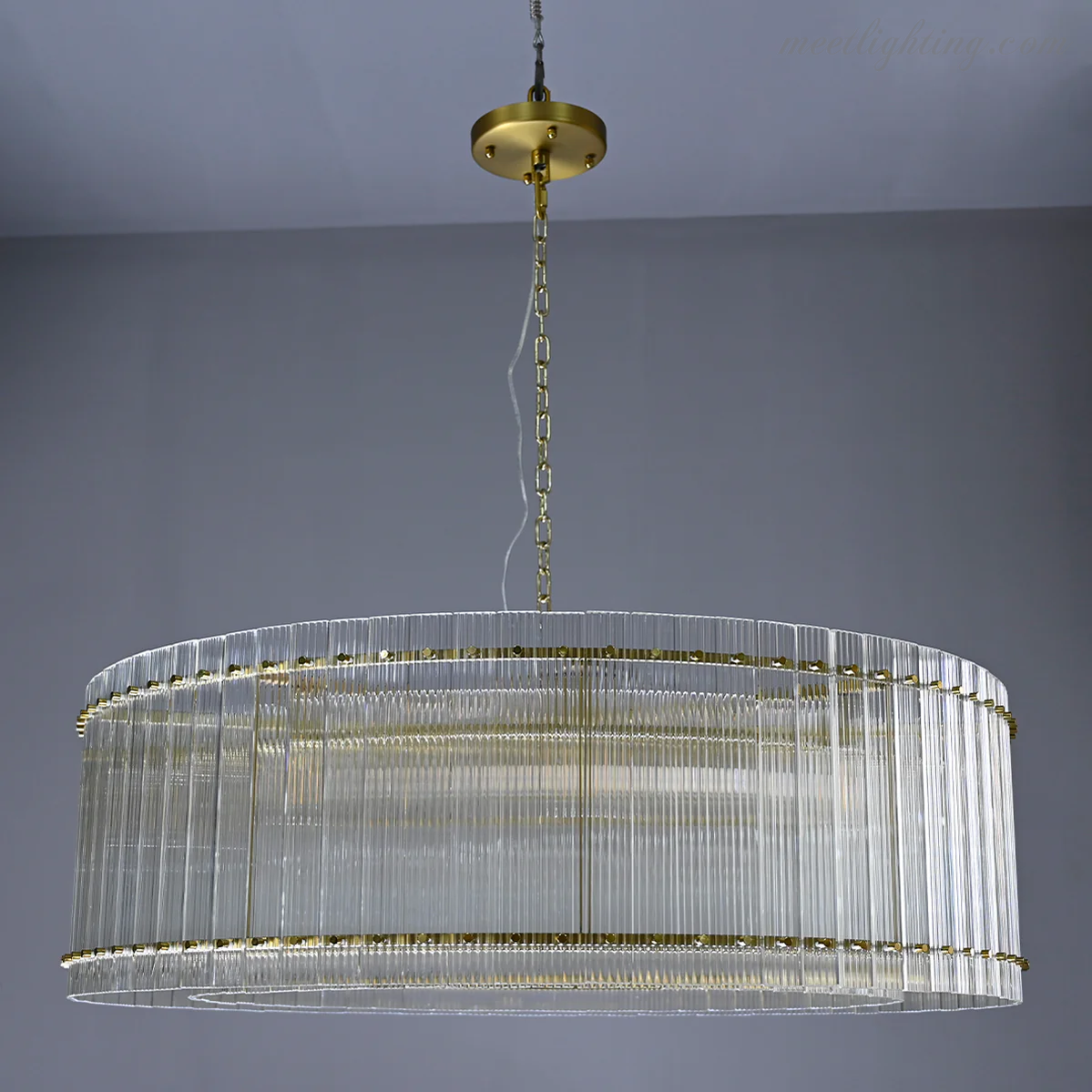 Circular Tiered Glass Panel Ceiling Fixture 22-60 Inch Diameter for Dining Room Foyer Living Room Bedroom Hotel Entryway Statement Lighting | Thomler